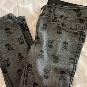 Reversible jeans black/gray skull